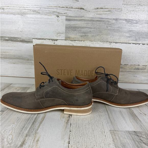Steve Madden Men’s 9 Kacion Gray Suede Leather Lace-Up Oxford Loafers NEW - Picture 6 of 8
